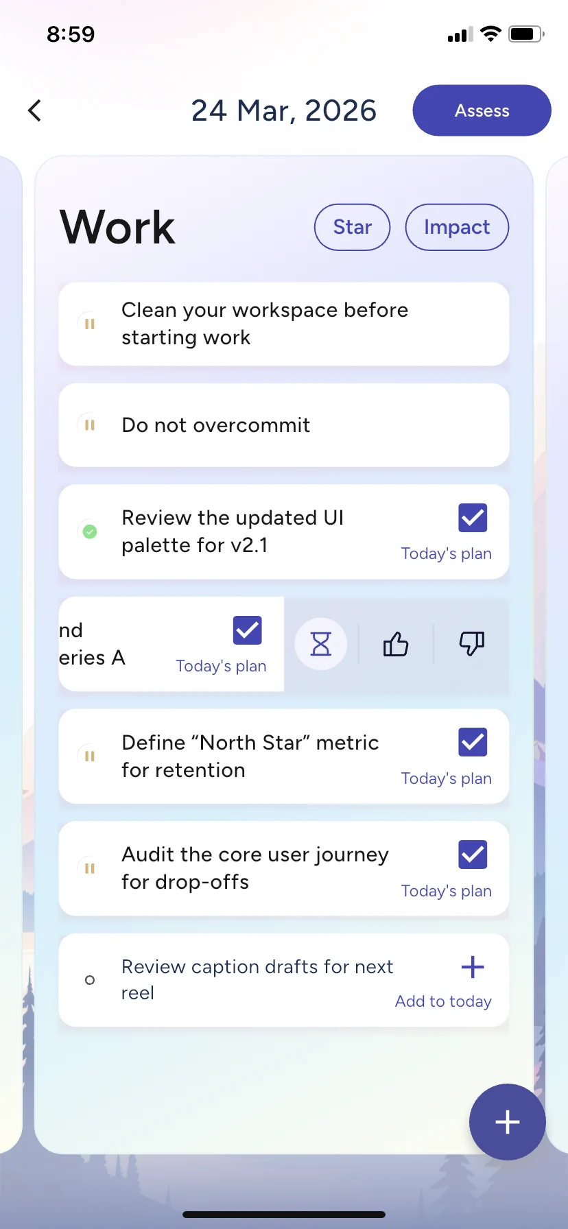 Planning a day with reasons