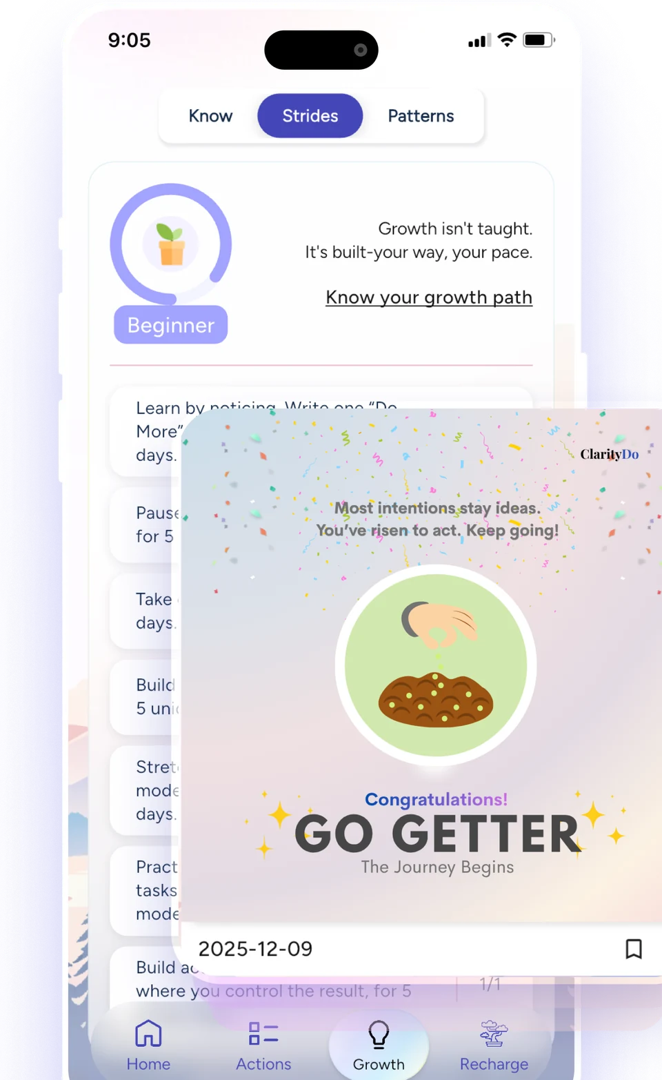 STRIDES — Go Getter award unlocked over the Strides growth path